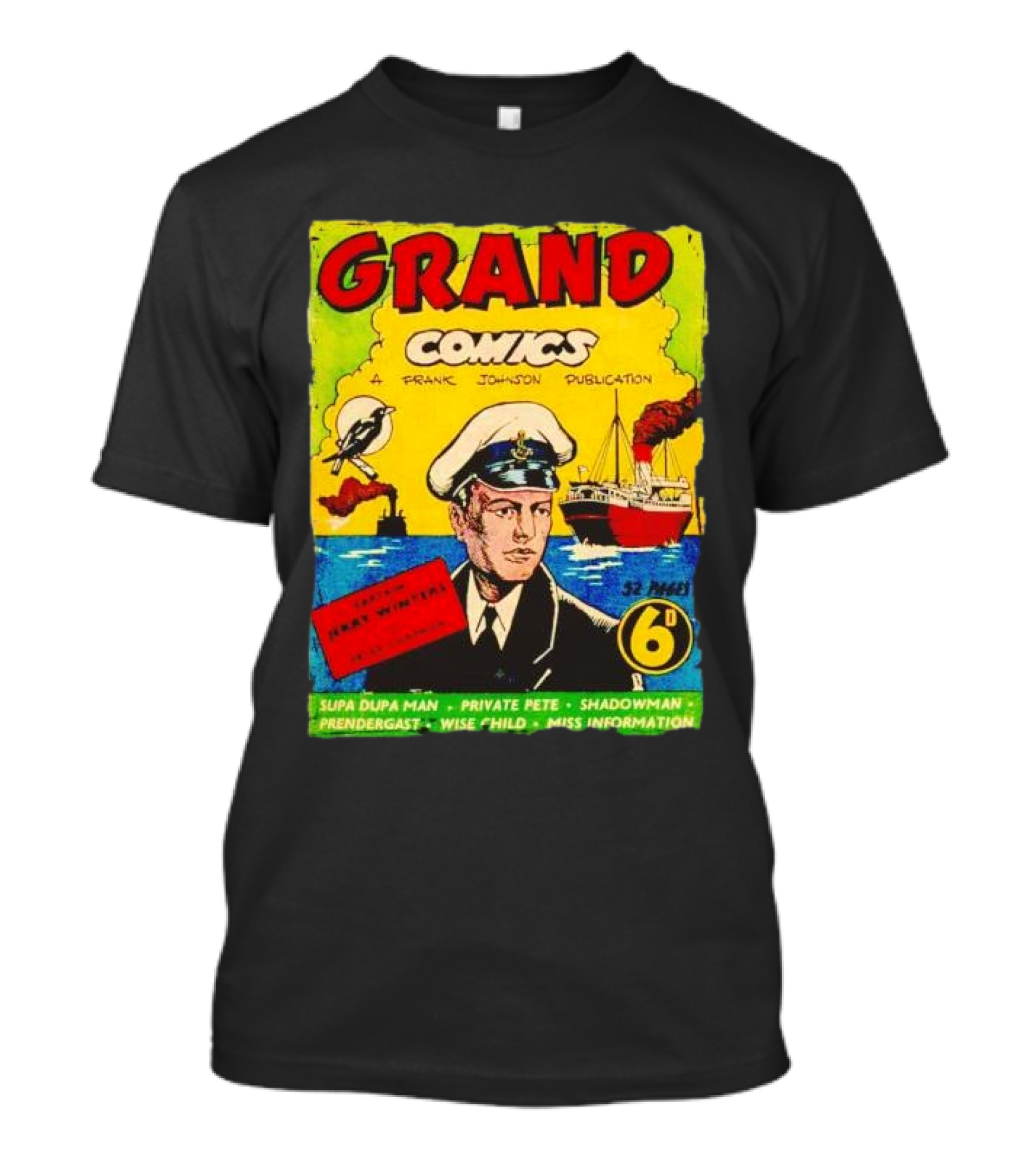 Grand Comics No 52 Captain Jerry Winters Bird Ship Supa Dupa Man Shadowman Prendergast Miss Information T-Shirt
