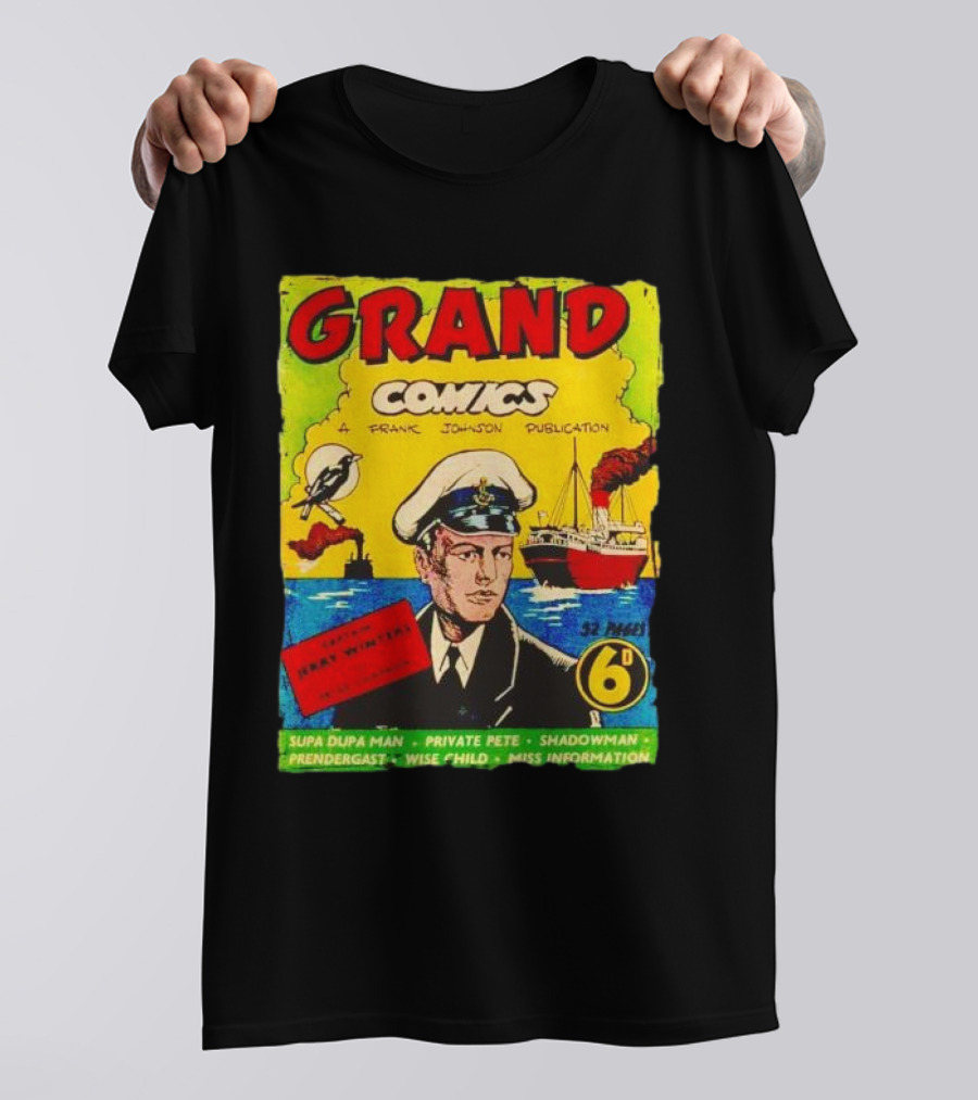 Grand Comics No 52 Captain Jerry Winters Bird Ship Supa Dupa Man Shadowman Prendergast Miss Information T-Shirt