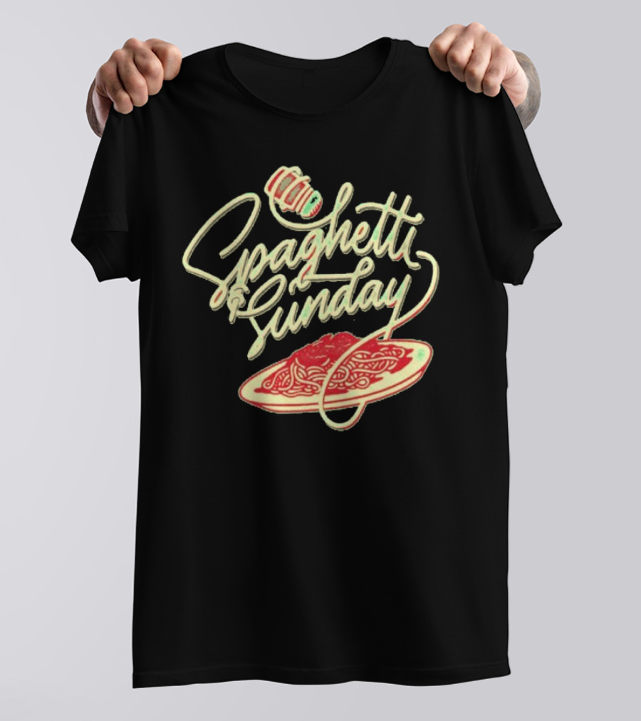 Spaghetti Sunday Pasta Dish With Fork And Plate T-Shirt