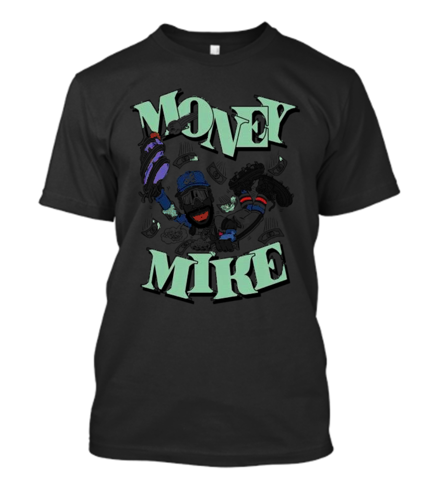 Money Mike Atlanta Braves Caricature Baseball Player With Dollars T-Shirt