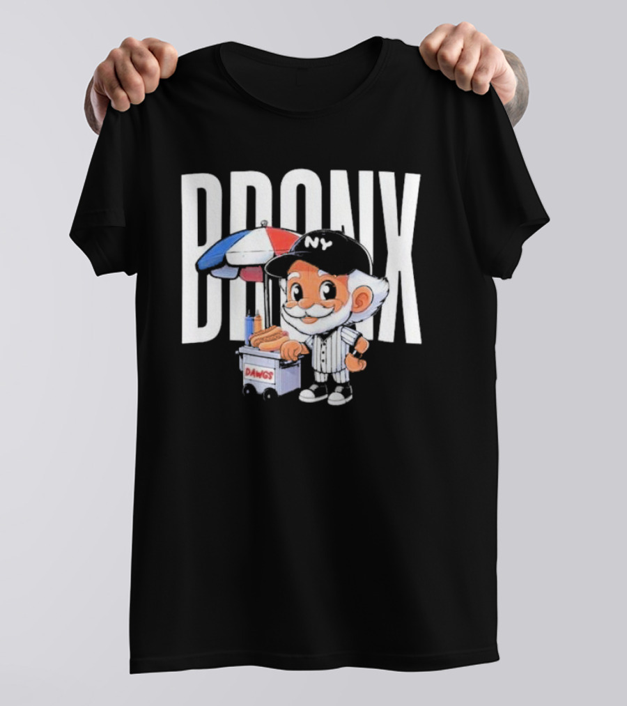 BRONX NY Dawgs Baseball Character Hot Dog Cart T-Shirt