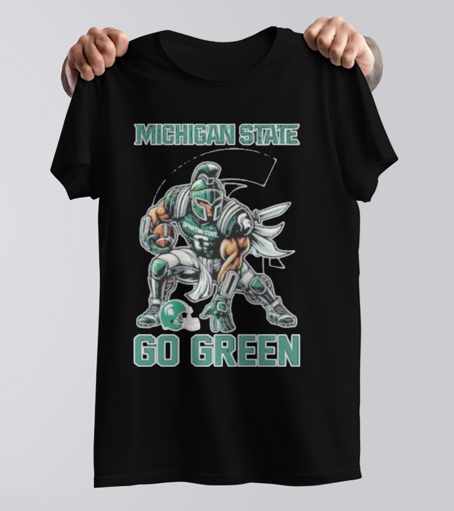 Michigan State Spartans Go Green Football Mascot T-Shirt