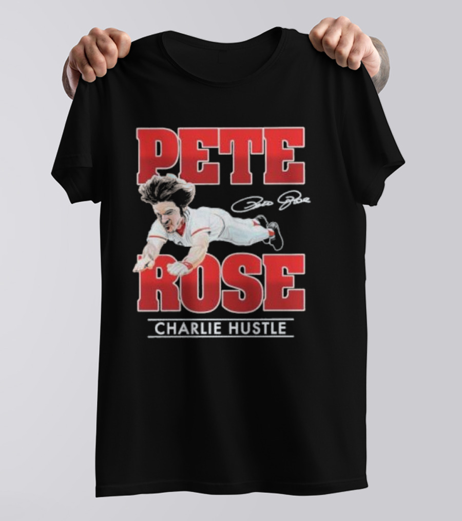 Pete Rose Charlie Hustle Diving Player T-Shirt