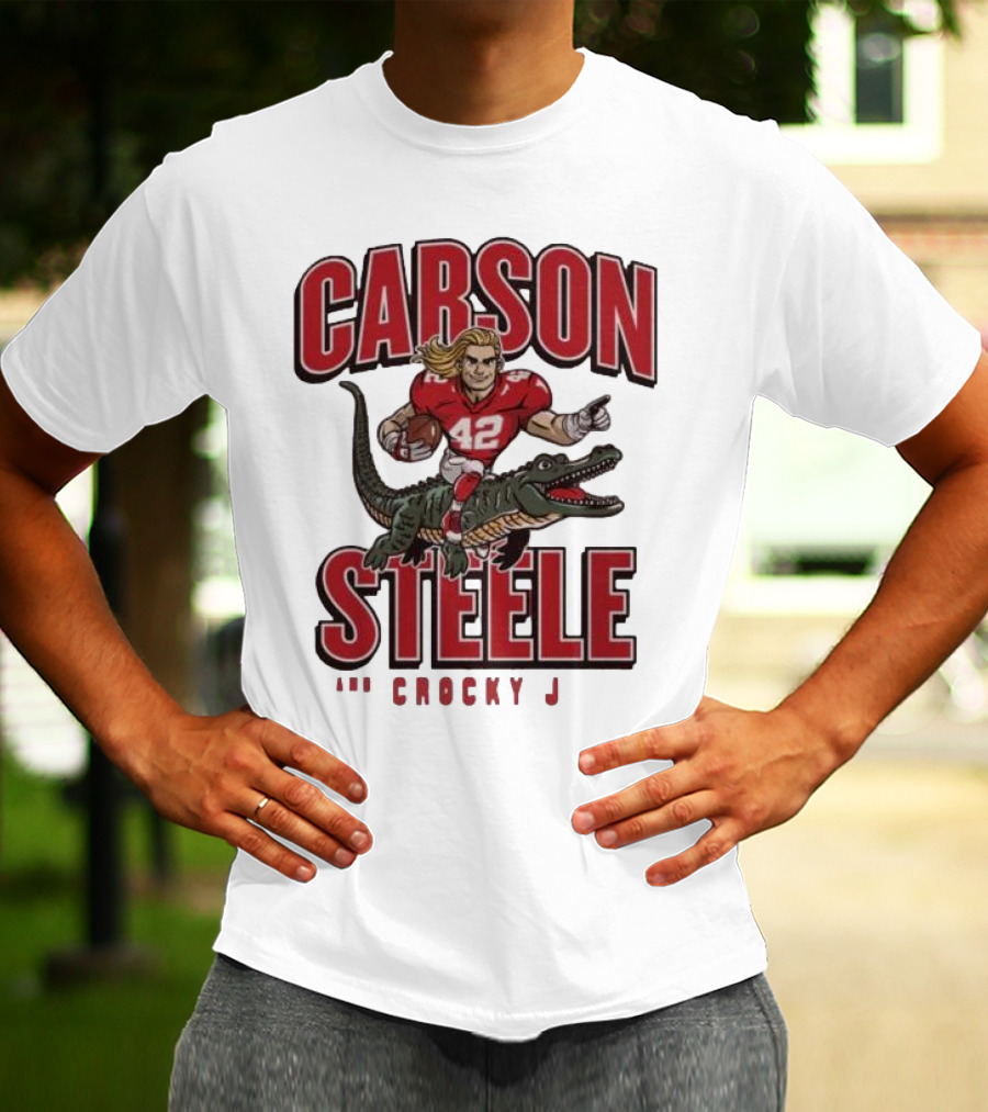 Carson Steele Riding Crocky J Football Kansas City Chiefs T-Shirt