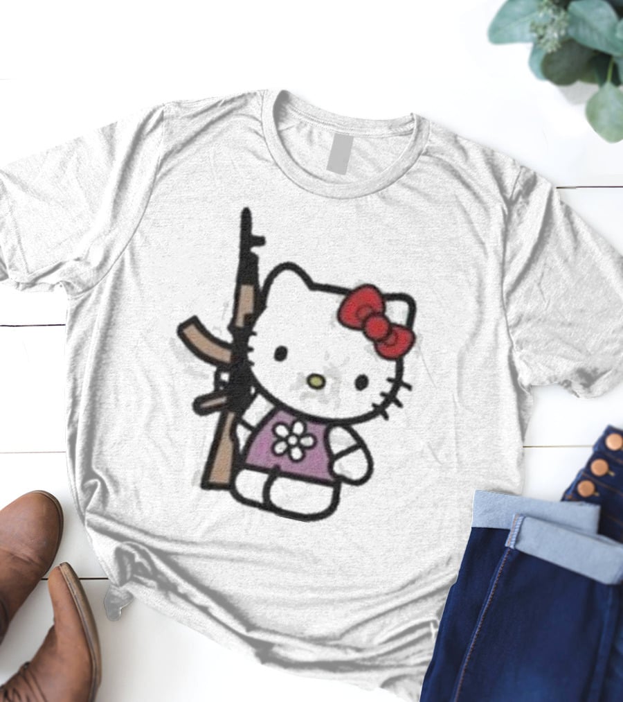 Hello Kitty Holding AK-47 Rifle T-Shirt