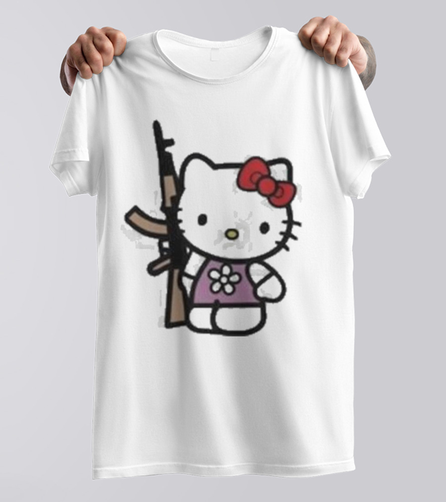 Hello Kitty Holding AK-47 Rifle T-Shirt