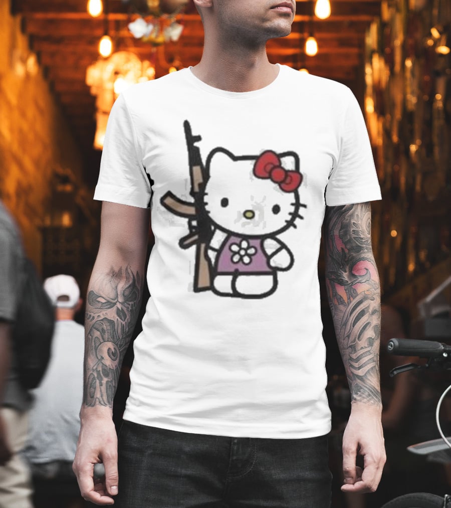 Hello Kitty Holding AK-47 Rifle T-Shirt