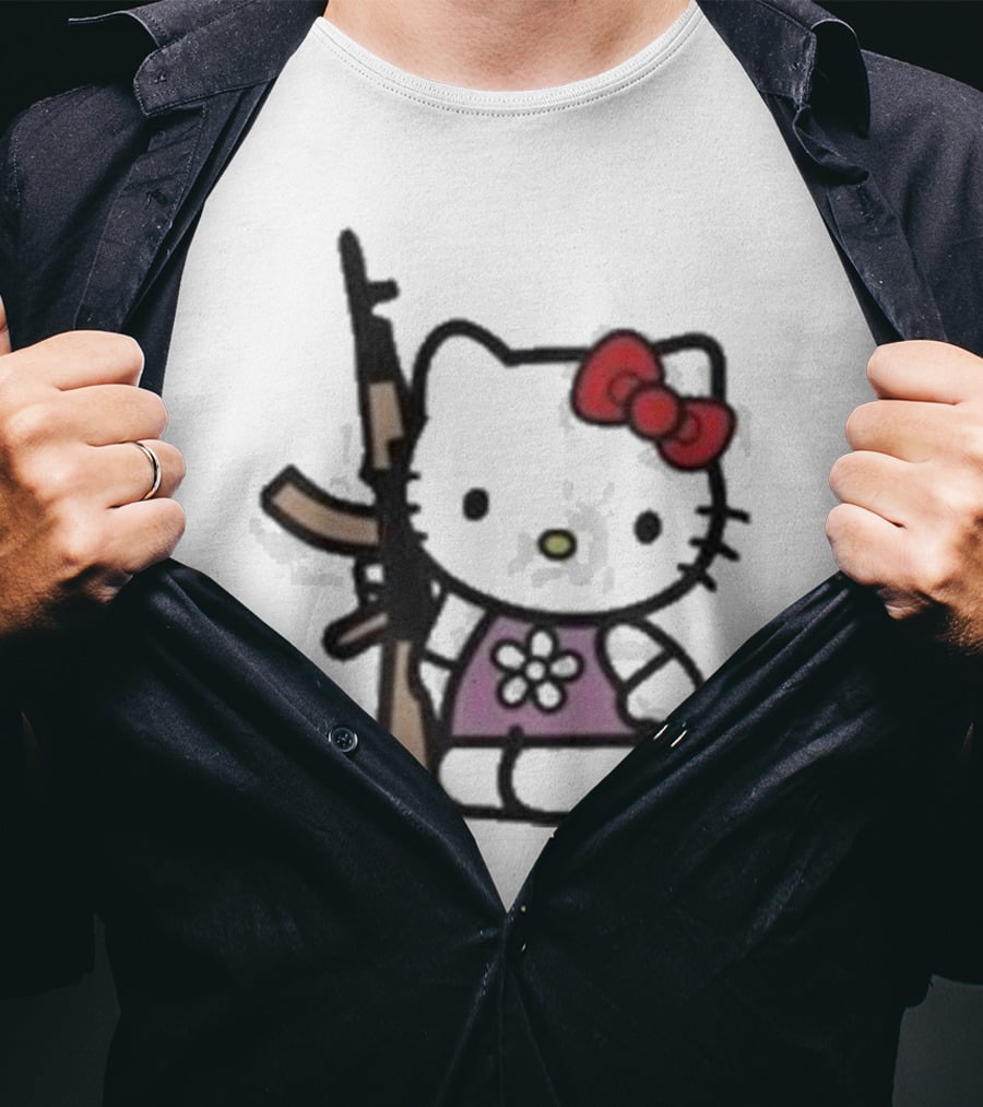 Hello Kitty Holding AK-47 Rifle T-Shirt