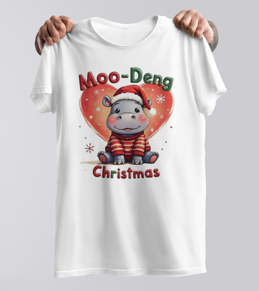 Moo-Deng Hippo Santa Christmas T-Shirt