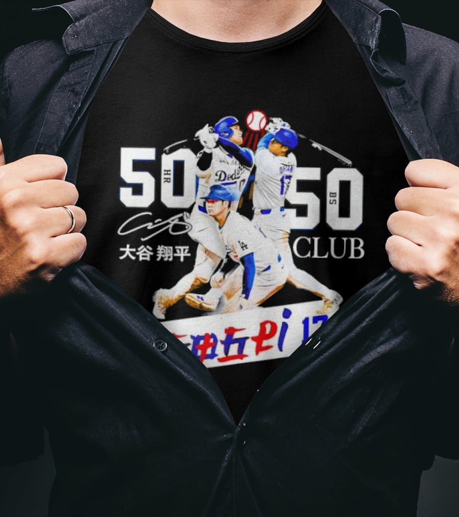 Shohei Ohtani 50 HR 50 SB Club Signature Dodgers 17 T-Shirt