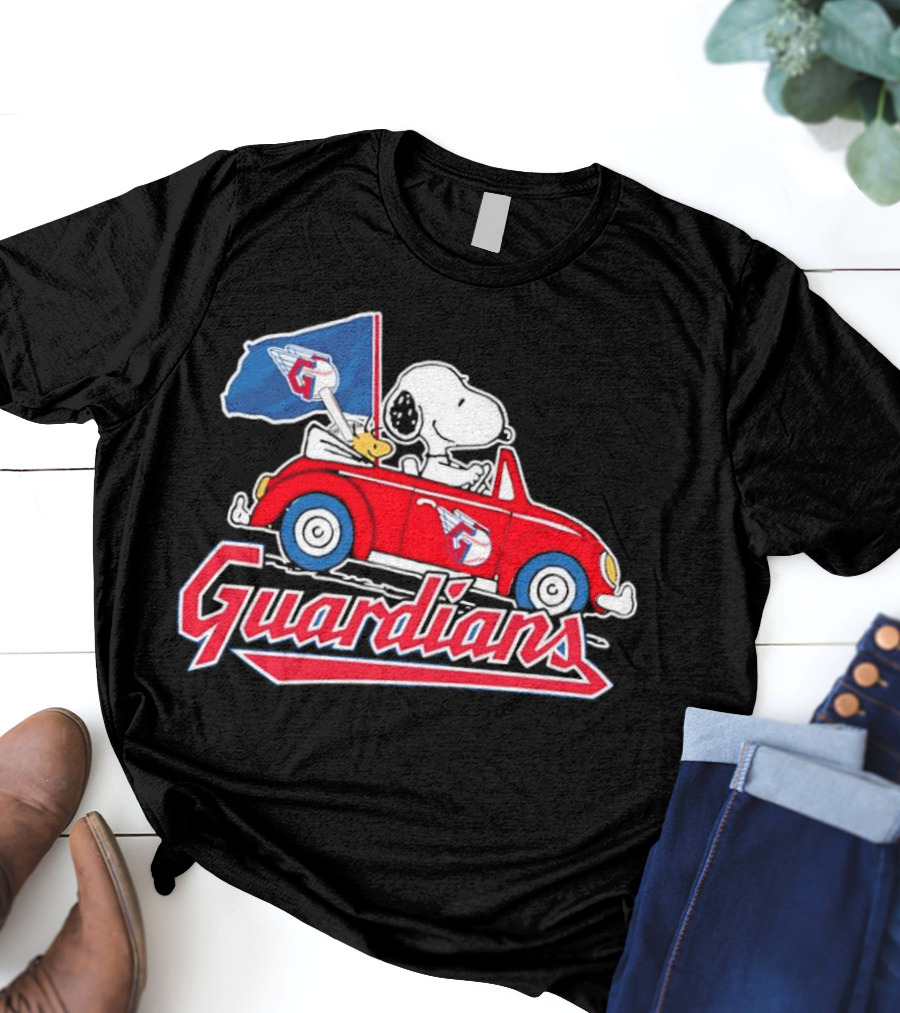 Snoopy And Woodstock Driving Guardians Car Cleveland Guardians T-Shirt