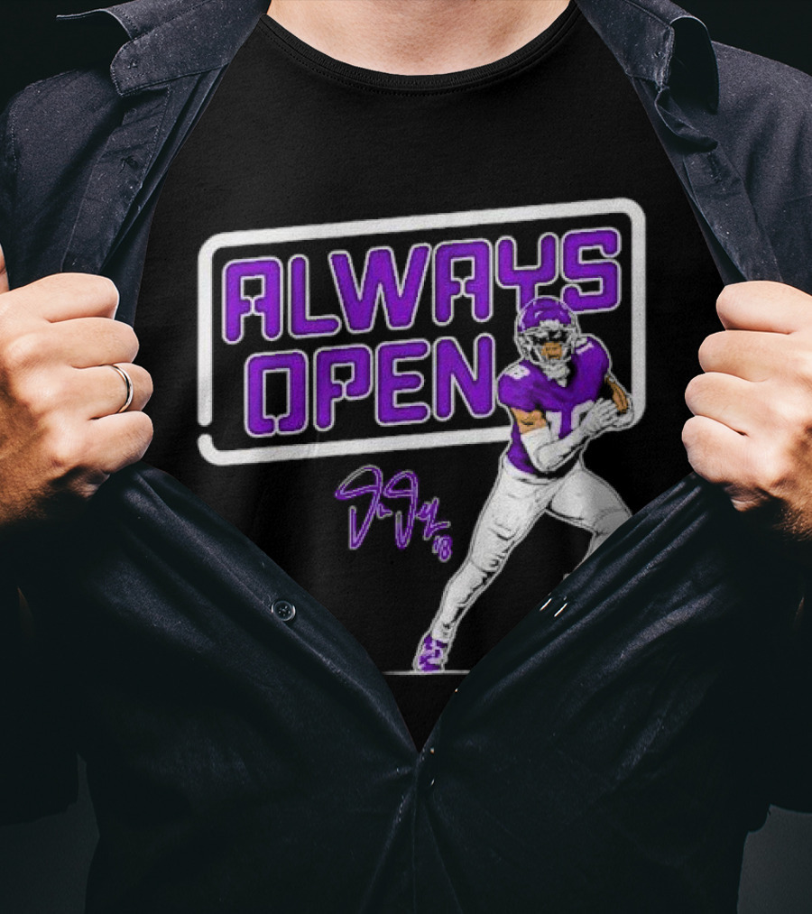 Always Open Justin Jefferson Minnesota Vikings 18 Signature T-Shirt