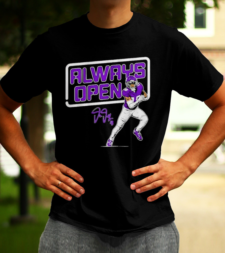 Always Open Justin Jefferson Minnesota Vikings 18 Signature T-Shirt
