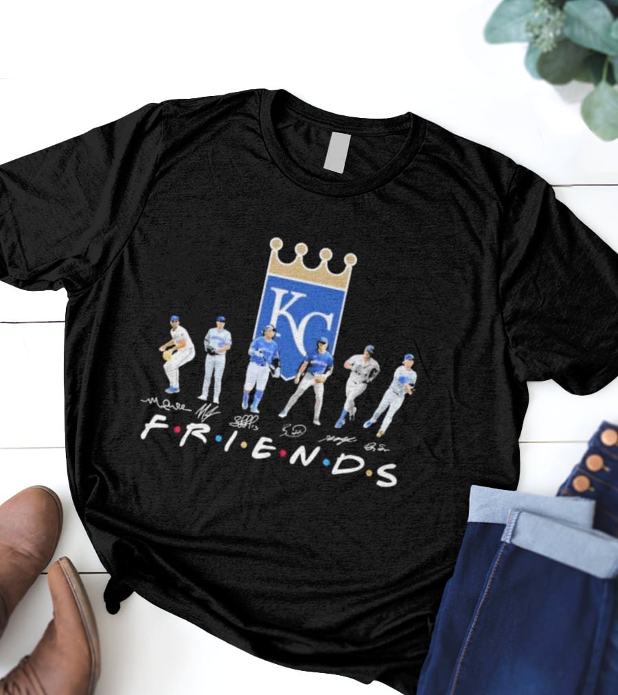 Friends Kansas City Royals Players KC Logo Signatures T-Shirt