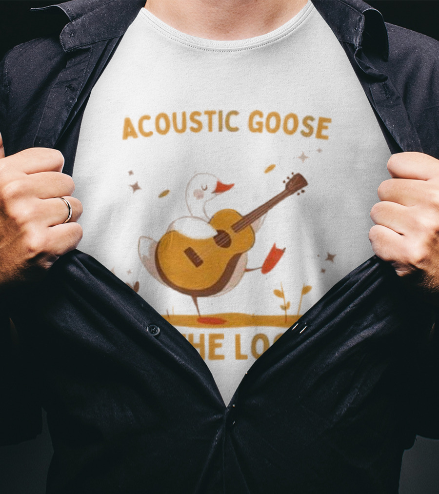 Acoustic Goose On The Loose Silly Meme Goose Playing Guitar T-Shirt