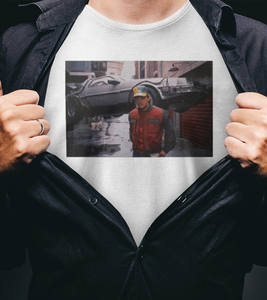 Back To The Future Marty McFly Michael J. Fox DeLorean Iconic Scene T-Shirt