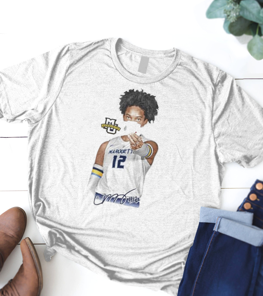Carsen Murray Marquette Golden Eagles #12 Signature Cartoon MU T-Shirt