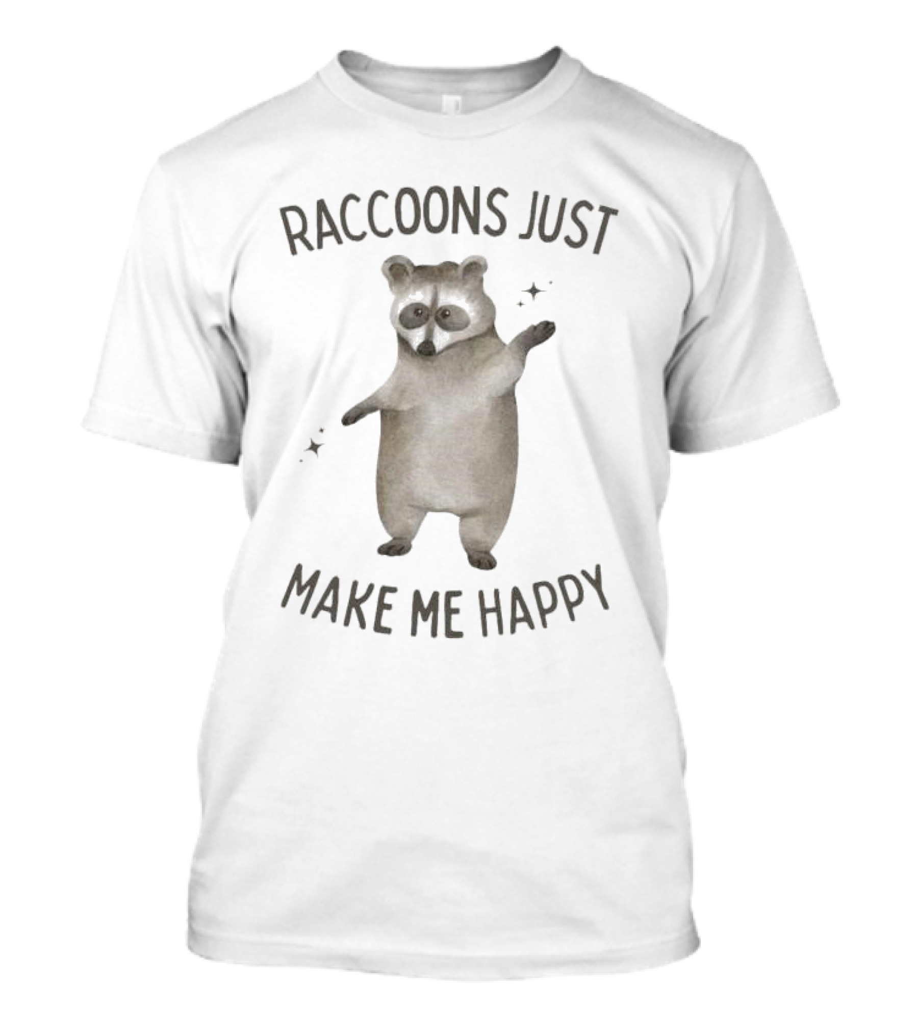 Raccoons Just Make Me Happy Cute Dancing Raccoon With Stars T-Shirt