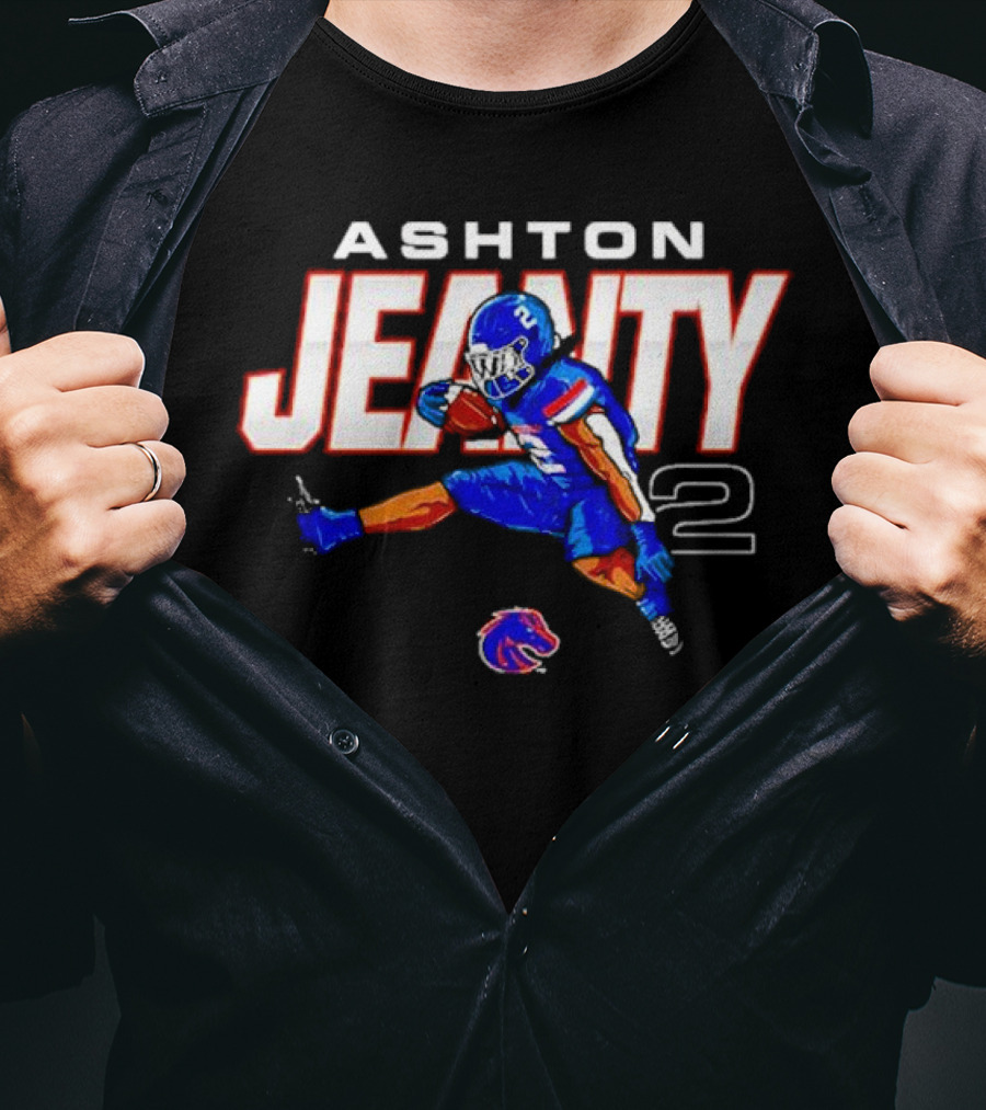 ASHTON JEANTY 2 Boise State Broncos Player Cartoon T-Shirt