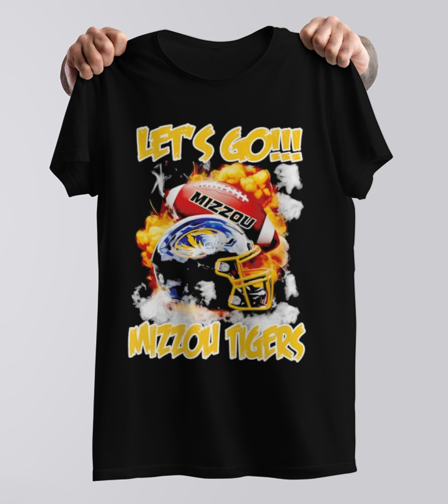 LET'S GO MIZZOU TIGERS FOOTBALL HELMET FIREBALL T-Shirt