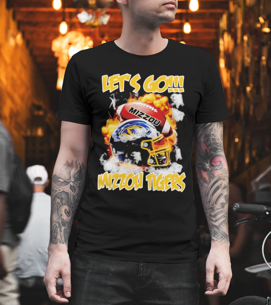 LET'S GO MIZZOU TIGERS FOOTBALL HELMET FIREBALL T-Shirt