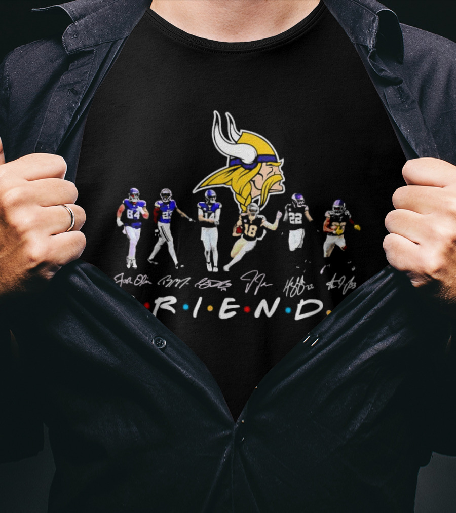 Minnesota Vikings Players Signatures Friends T-Shirt