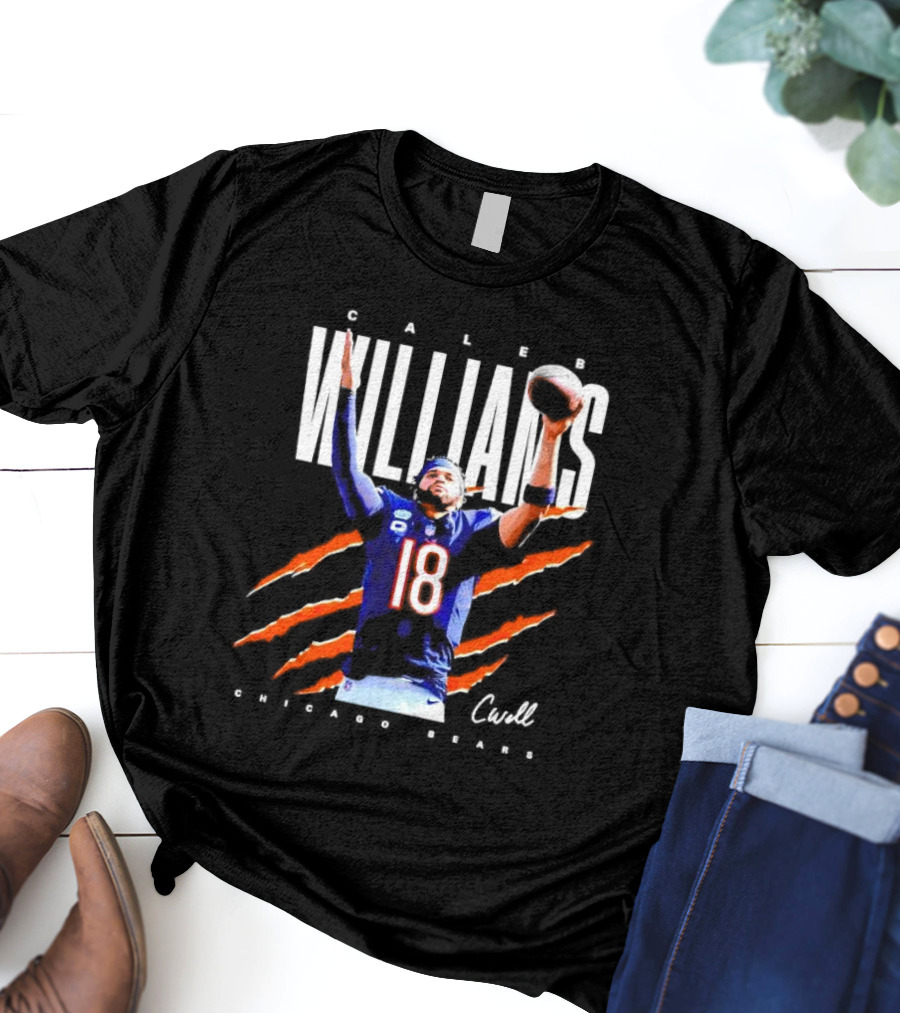 Caleb Williams Chicago Bears Number 18 Football CWell Signature T-Shirt