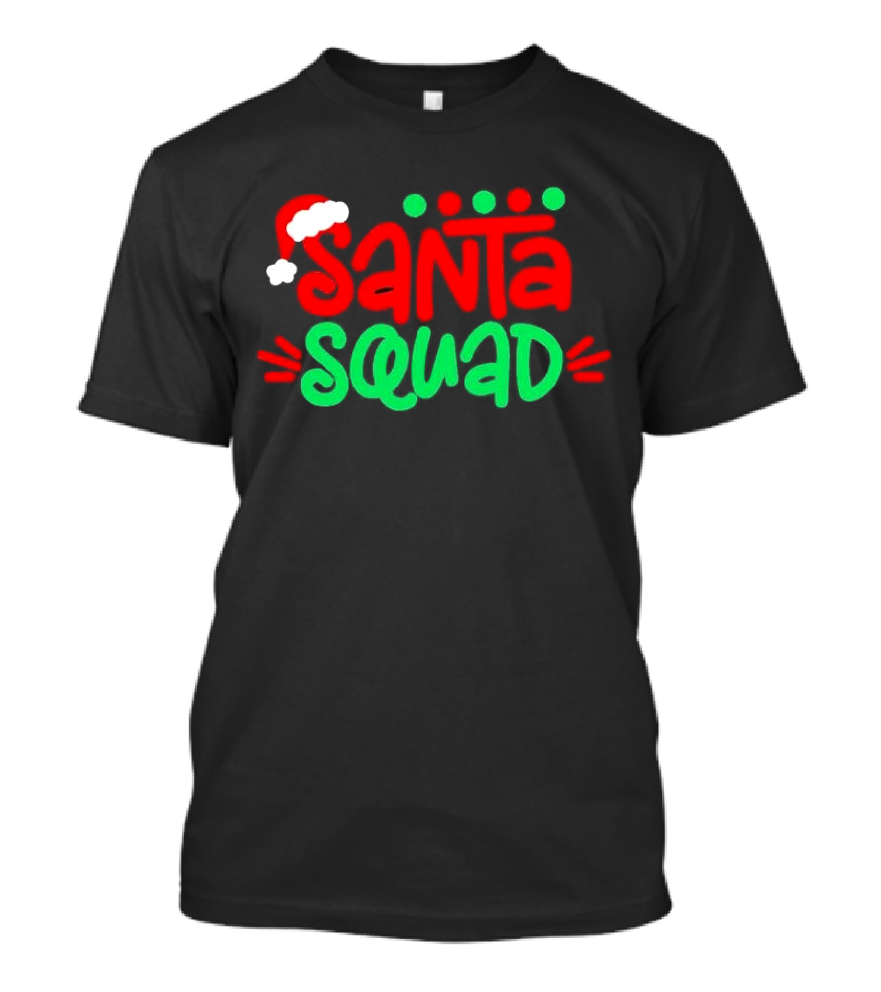 Santa Squad Christmas Red And Green Santa Hat T-Shirt