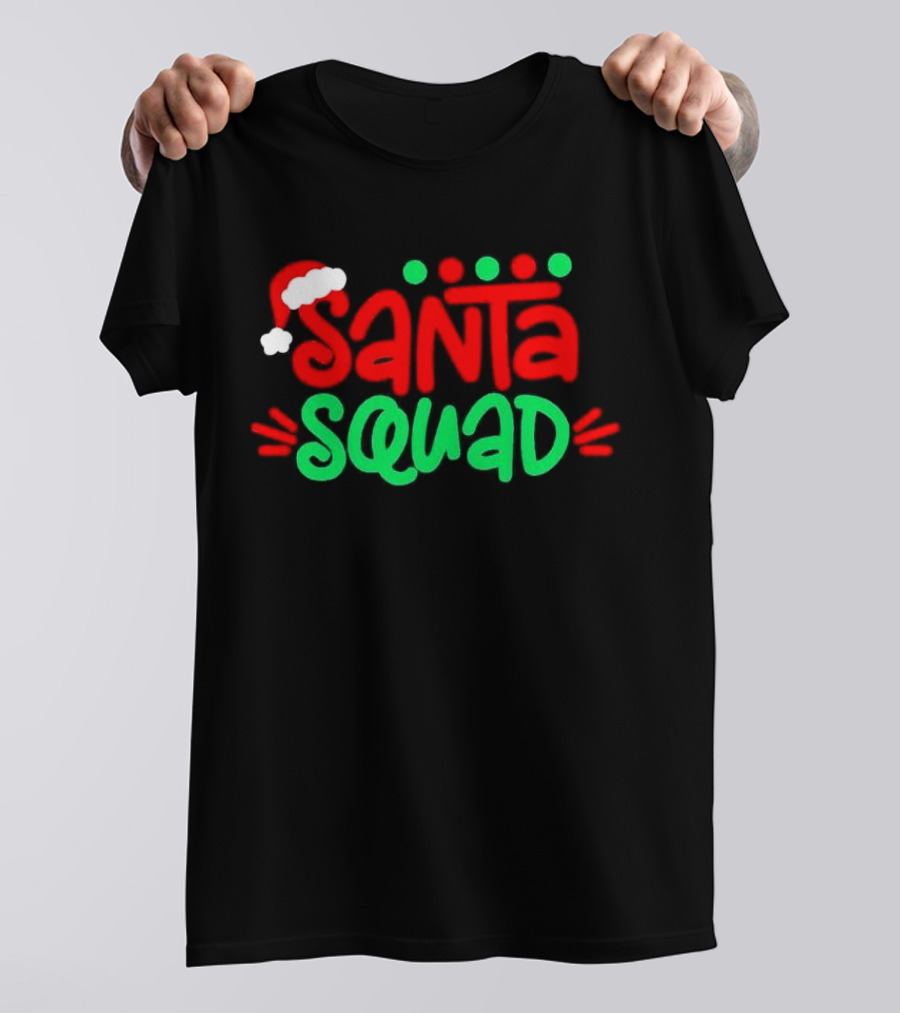 Santa Squad Christmas Red And Green Santa Hat T-Shirt