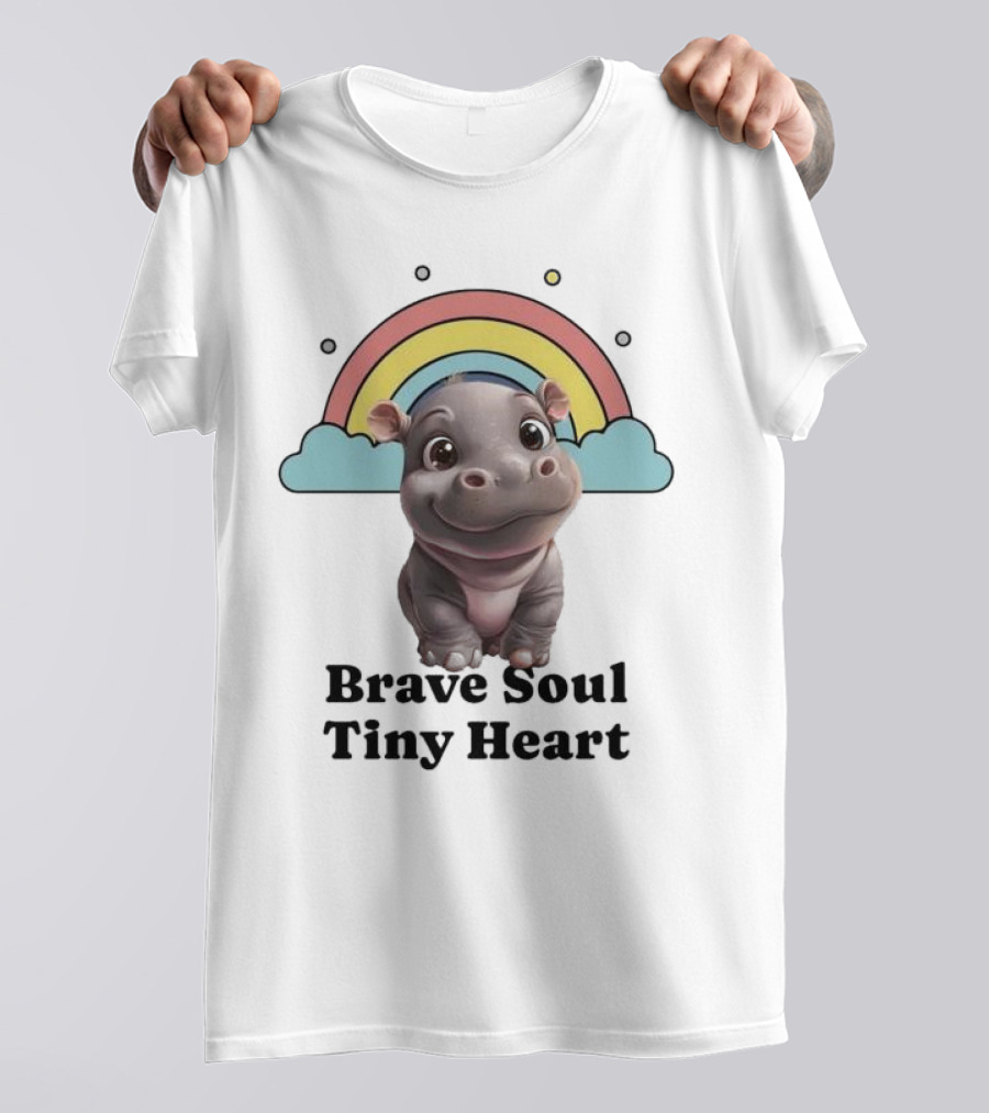 Brave Soul Tiny Heart Hippo With Rainbow T-Shirt