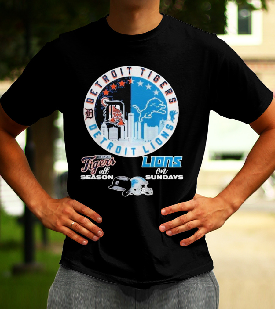 Detroit Tigers Detroit Lions All Season On Sundays T-Shirt