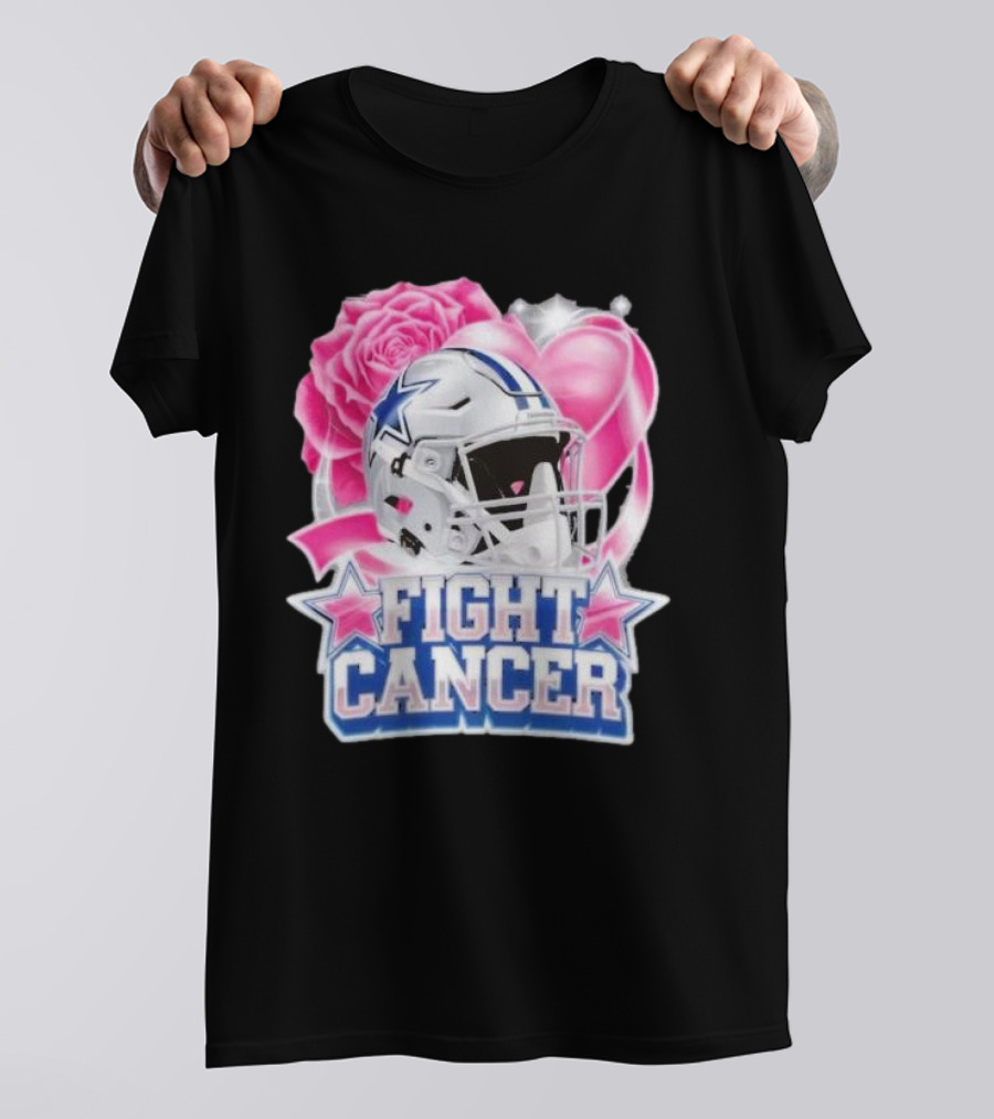 Dallas Cowboys Fight Breast Cancer Awareness Rose Pink Heart Helmet T-Shirt