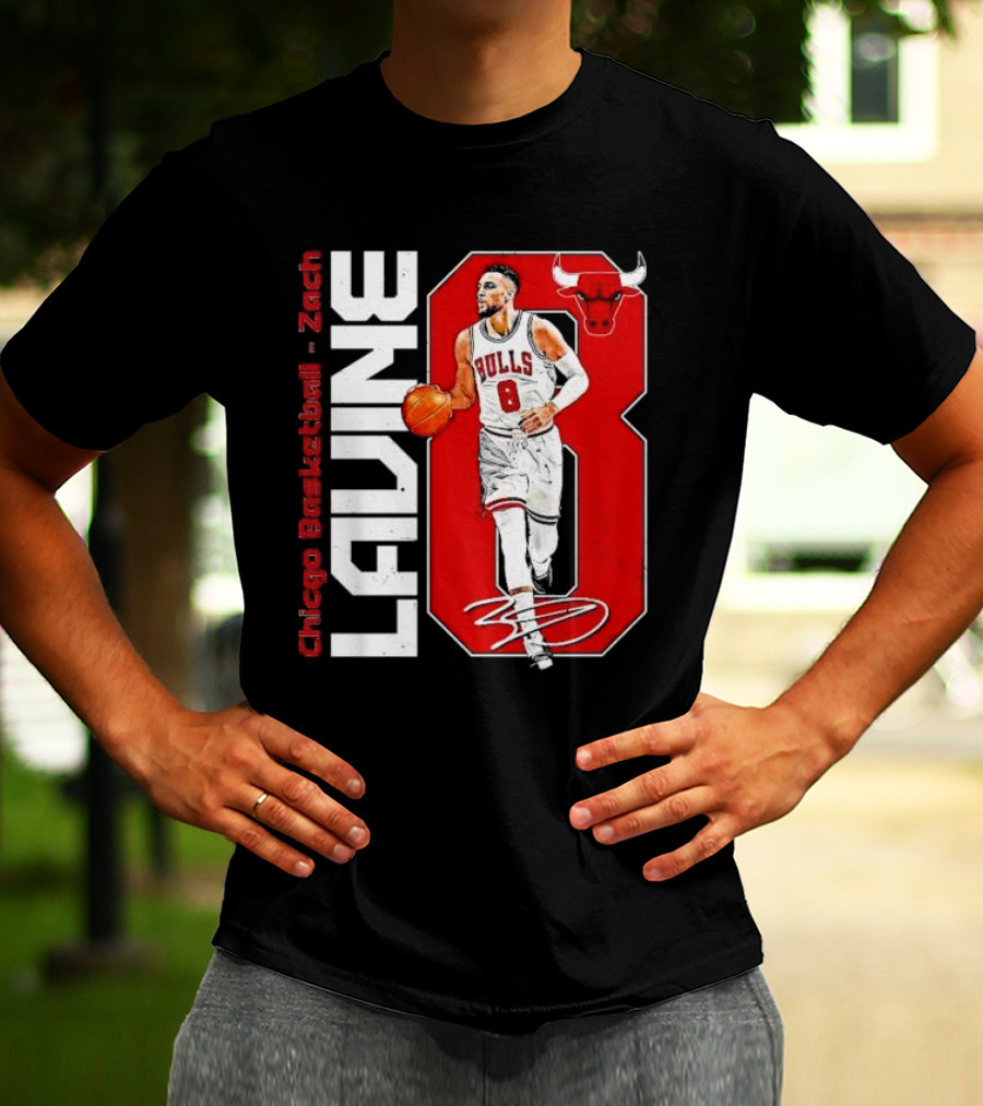 Zach Lavine Chicago Basketball Bulls Number 8 Signature T-Shirt