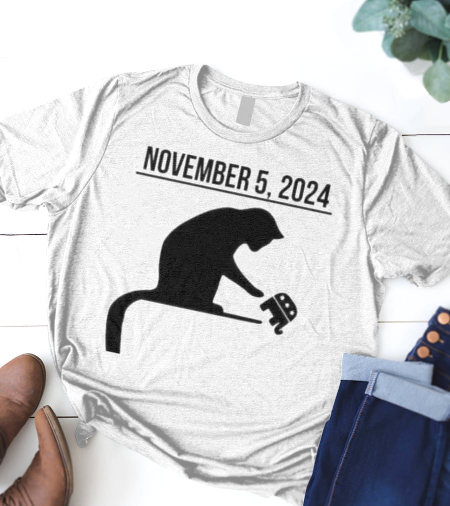 Cat Lady Knocking Republican Elephant November 5 T-Shirt