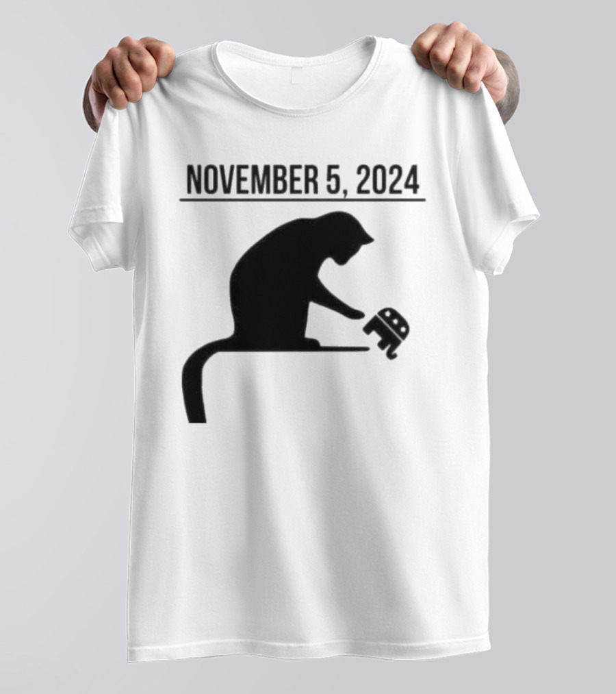Cat Lady Knocking Republican Elephant November 5 T-Shirt