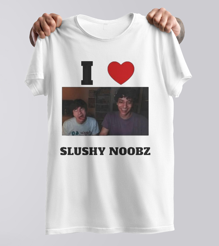I Love Slushy Noobz Funny Duo Smiling Photo T-Shirt