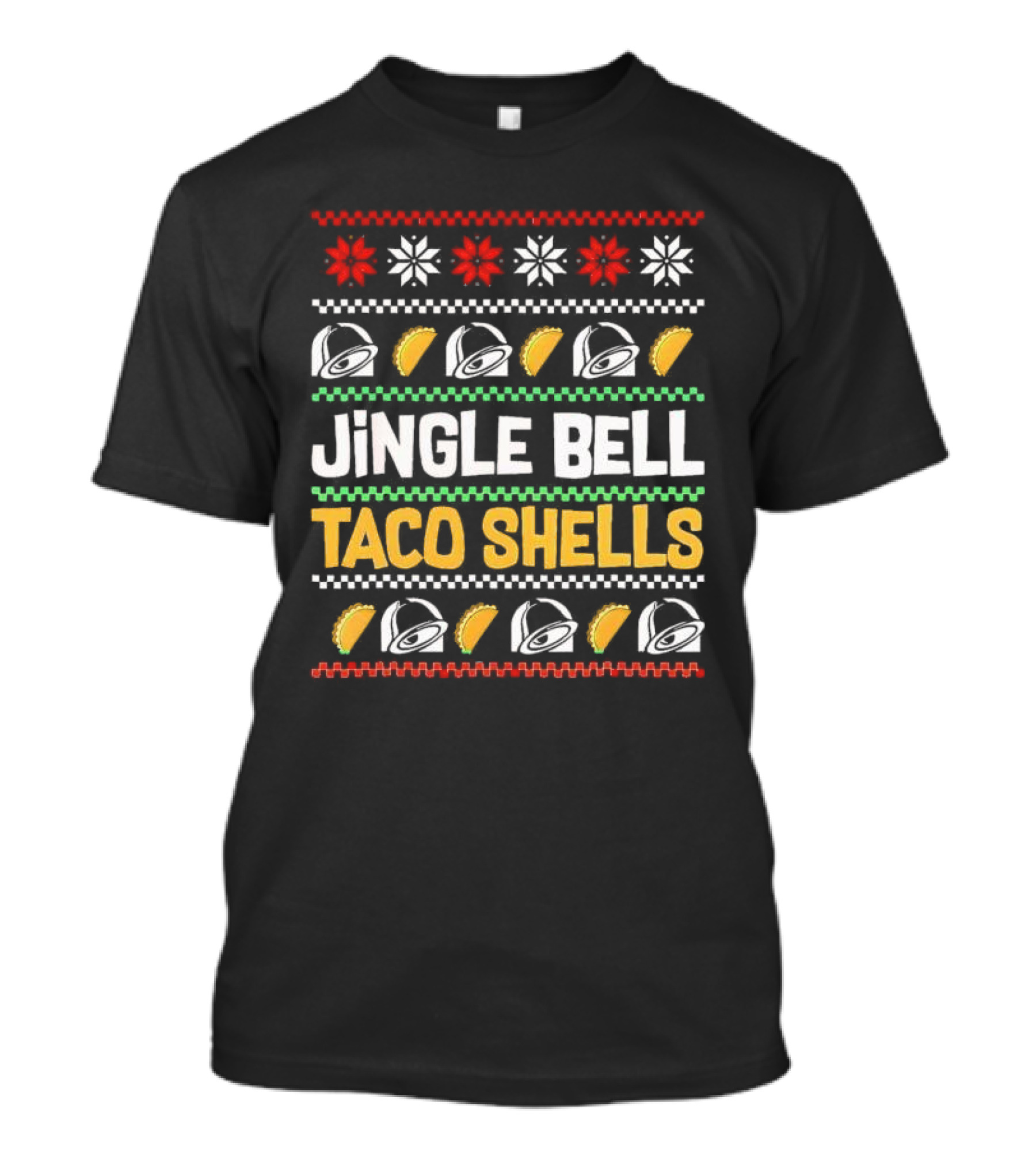 Jingle Bell Taco Shells Christmas Snowflakes Festive Tacos T-Shirt