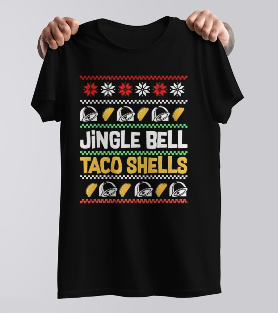 Jingle Bell Taco Shells Christmas Snowflakes Festive Tacos T-Shirt