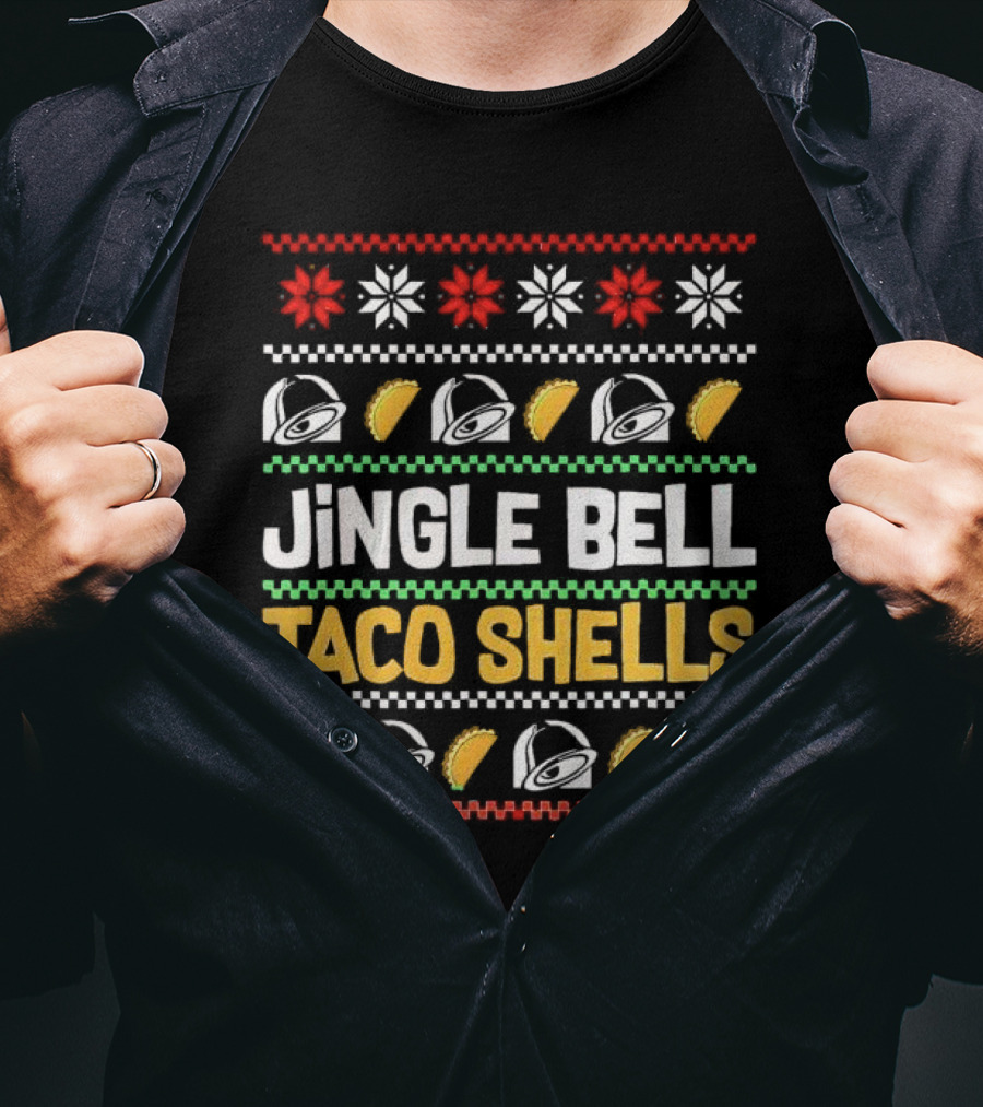 Jingle Bell Taco Shells Christmas Snowflakes Festive Tacos T-Shirt