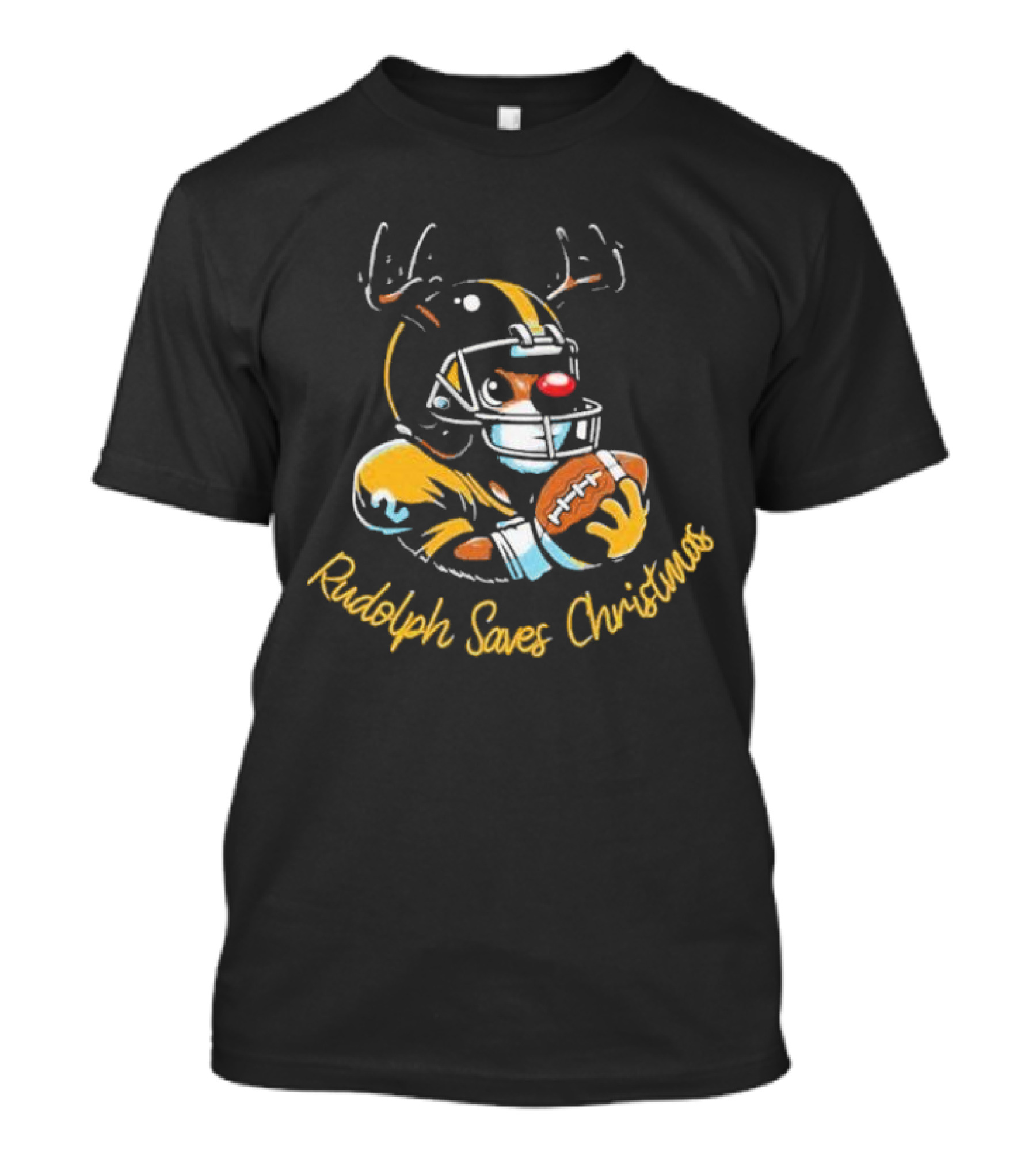 Pittsburgh Steelers Rudolph Saves Christmas Football Reindeer T-Shirt