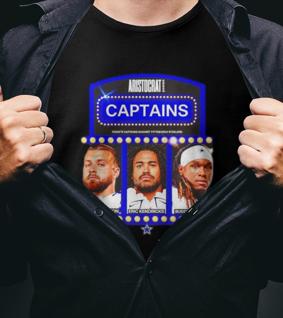 ARISTOCRAT CAPTAINS Dallas Cowboys Jake Ferguson Eric Kendricks Buddy Johnson Against Pittsburgh Steelers T-Shirt