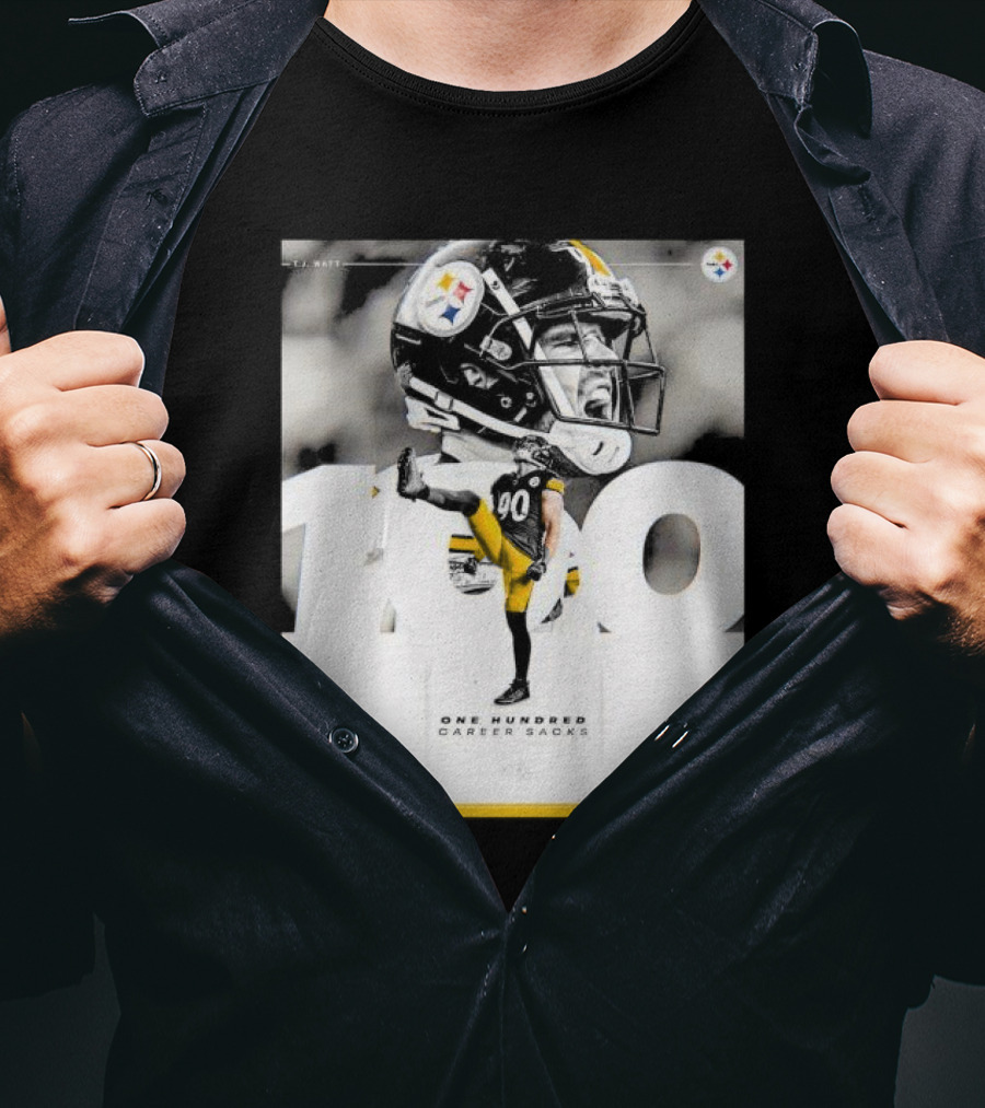 TJ Watt Pittsburgh Steelers 100 Career Sacks Signature T-Shirt