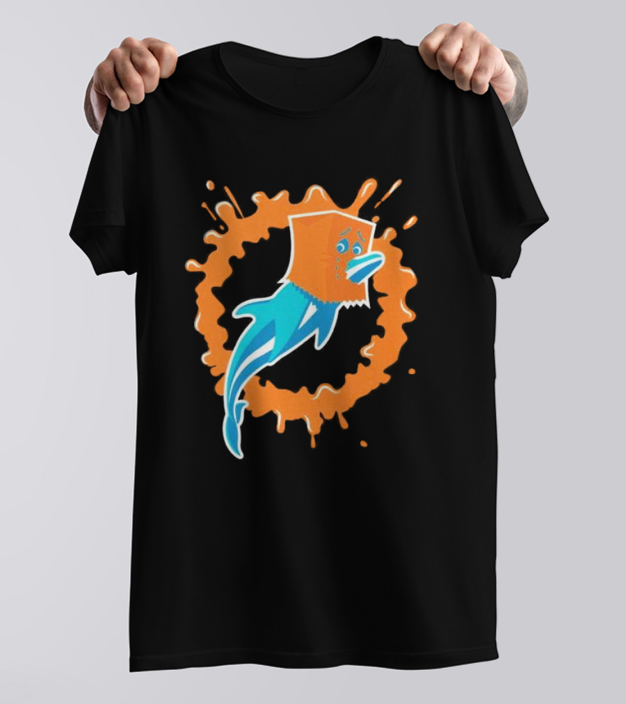 Paper Bag Dolphin Miami Dolphins Fan Humor NFL Sports Team T-Shirt