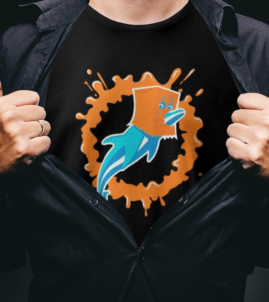 Paper Bag Dolphin Miami Dolphins Fan Humor NFL Sports Team T-Shirt