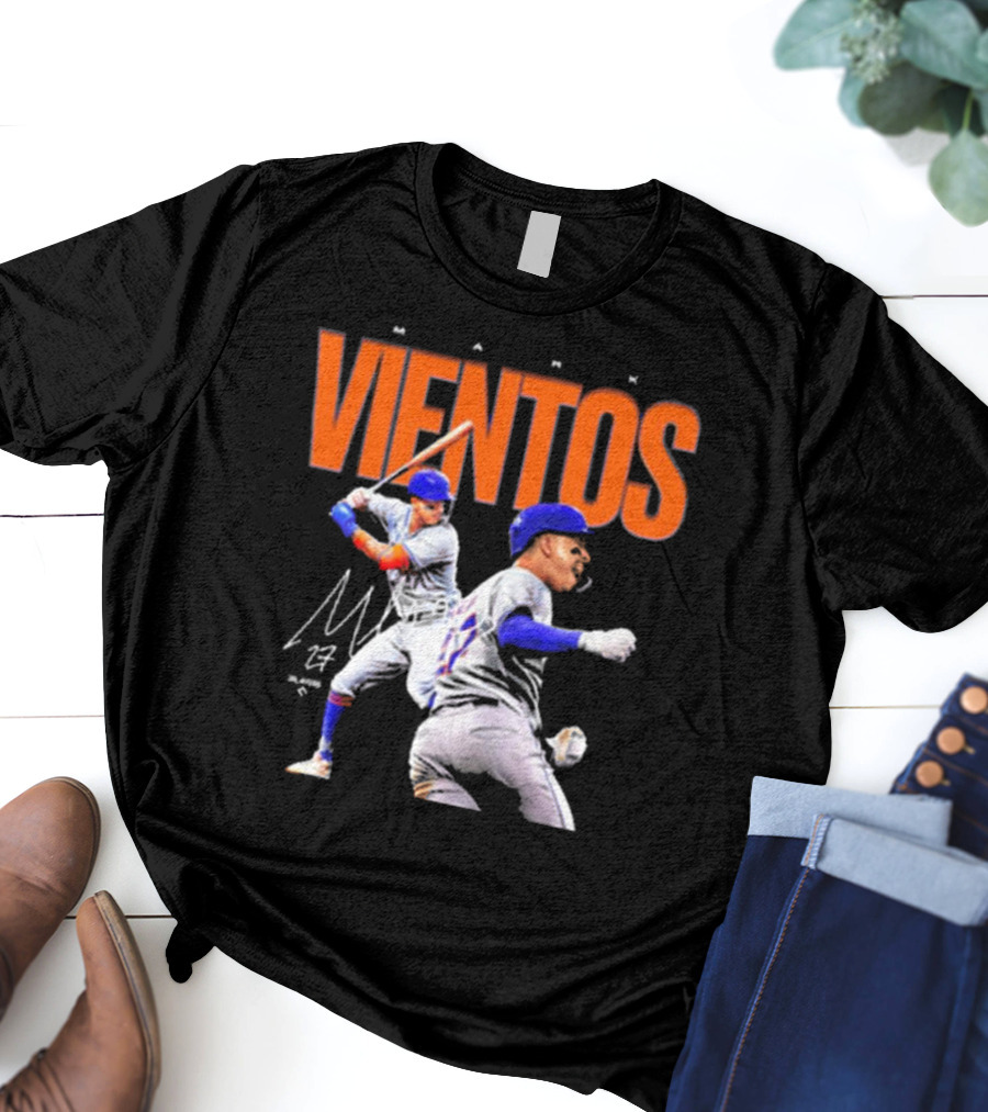 Mark Vientos New York Mets MLB 27 Signature Baseball Action T-Shirt