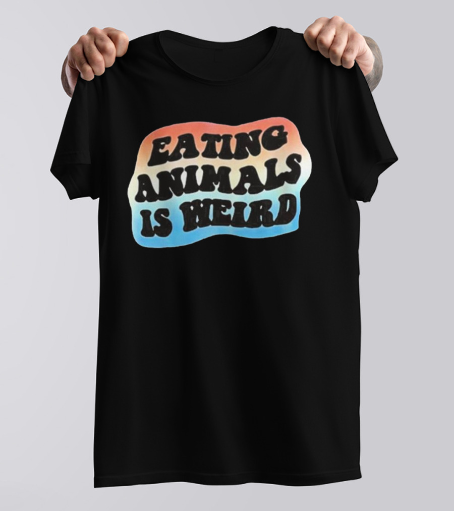 Eating Animals Is Weird Retro Hippie Style Bold Psychedelic Text T-Shirt