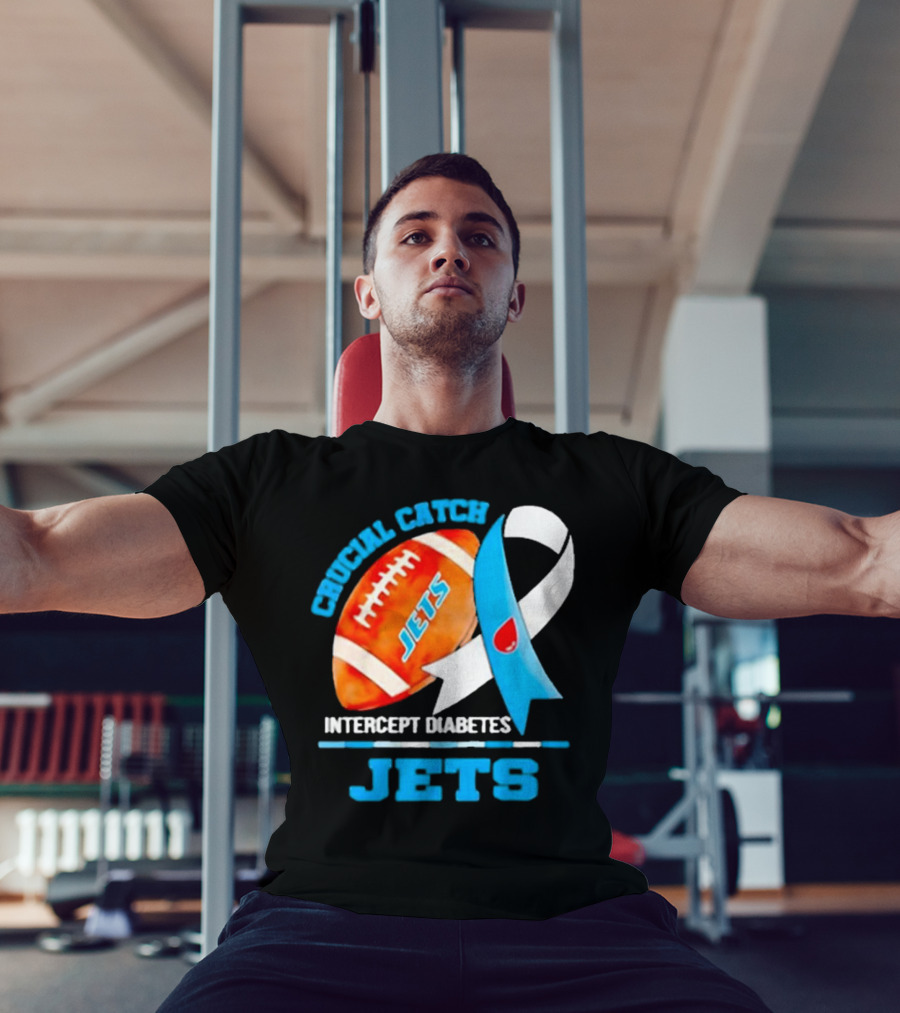 Jets Crucial Catch Football Intercept Diabetes Awareness T-Shirt