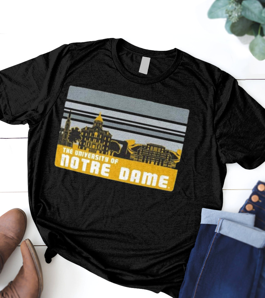 The University Of Notre Dame Fighting Irish Striped Campus Skyline T-Shirt