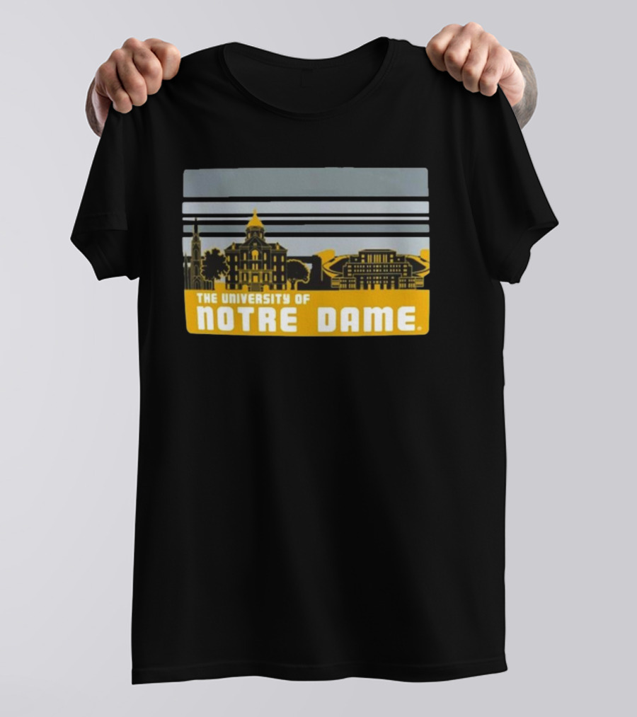 The University Of Notre Dame Fighting Irish Striped Campus Skyline T-Shirt