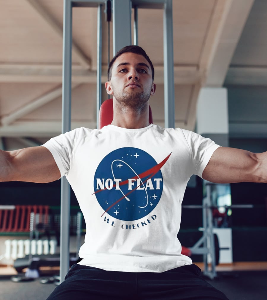 Not Flat We Checked Space Exploration Emblem T-Shirt
